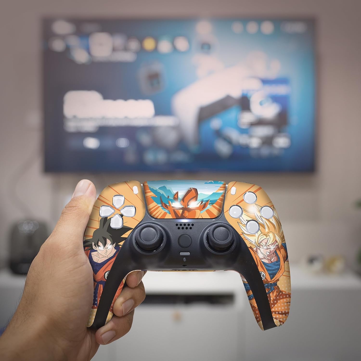 Overpowered Gokku Custom PS-5 Controller Wireless Compatible with Play-Station 5 Console by BCB Controllers | Proudly Customized in USA with Permanent HYDRO-DIP Printing (NOT JUST a SKIN)