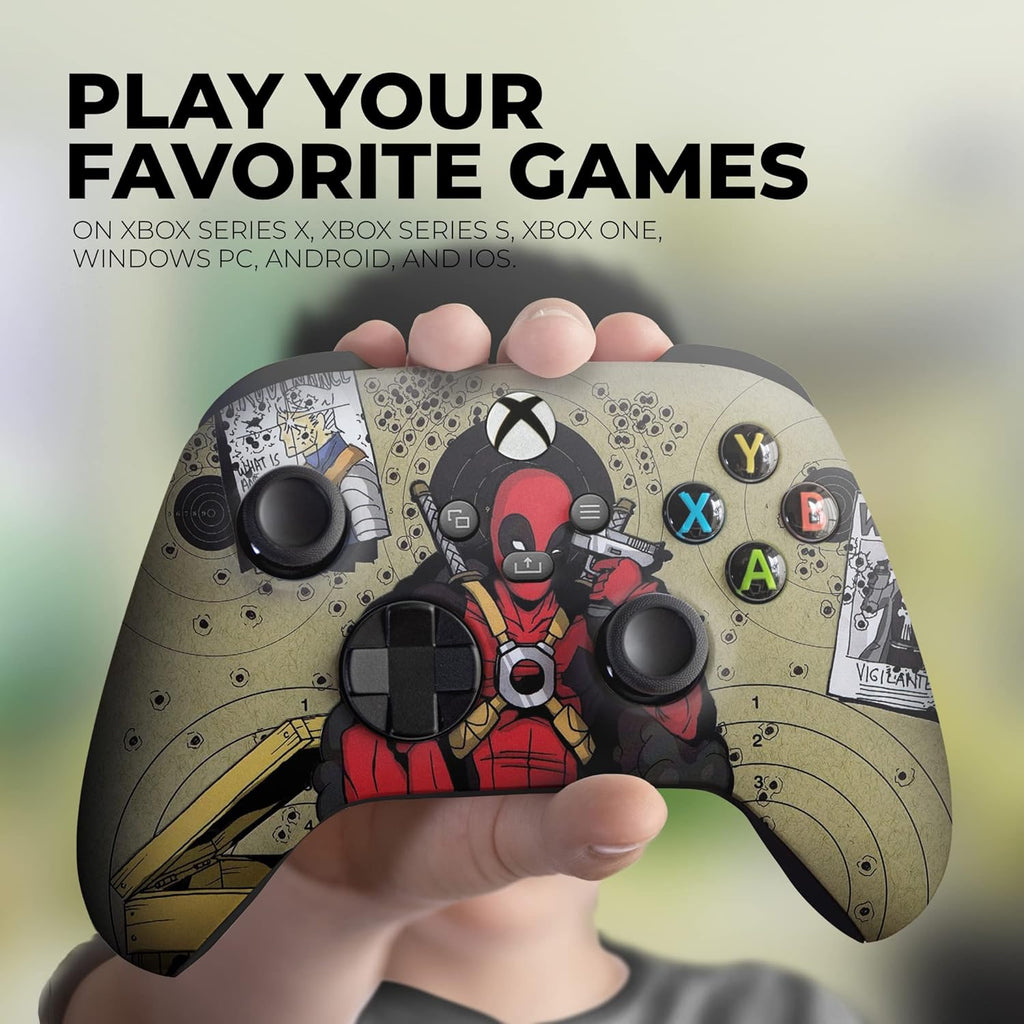 Deaddpool Headshot Custom X-Box Controller Wireless Compatible with X-Box One/X-Box Series X/S Proudly Customized in USA with Permanent HYDRO-DIP Printing (NOT JUST a SKIN)