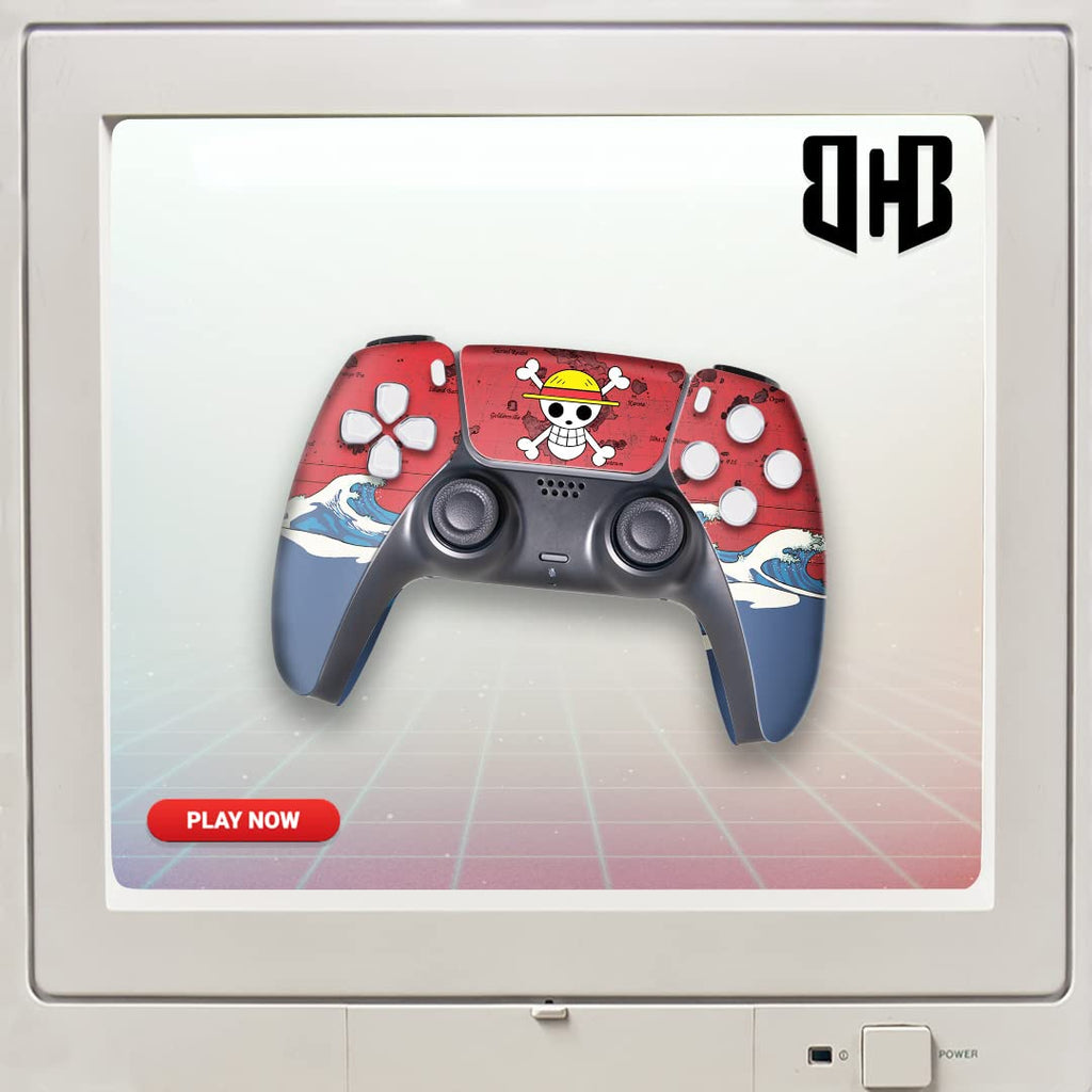 One Peice Custom PS-5 Controller Wireless Compatible with Play-Station 5 Console by BCB Controllers | Proudly Customized in USA with Permanent HYDRO-DIP Printing (NOT JUST a SKIN)