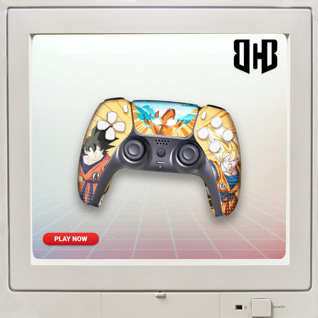 Overpowered Gokku Custom PS-5 Controller Wireless Compatible with Play-Station 5 Console by BCB Controllers | Proudly Customized in USA with Permanent HYDRO-DIP Printing (NOT JUST a SKIN)
