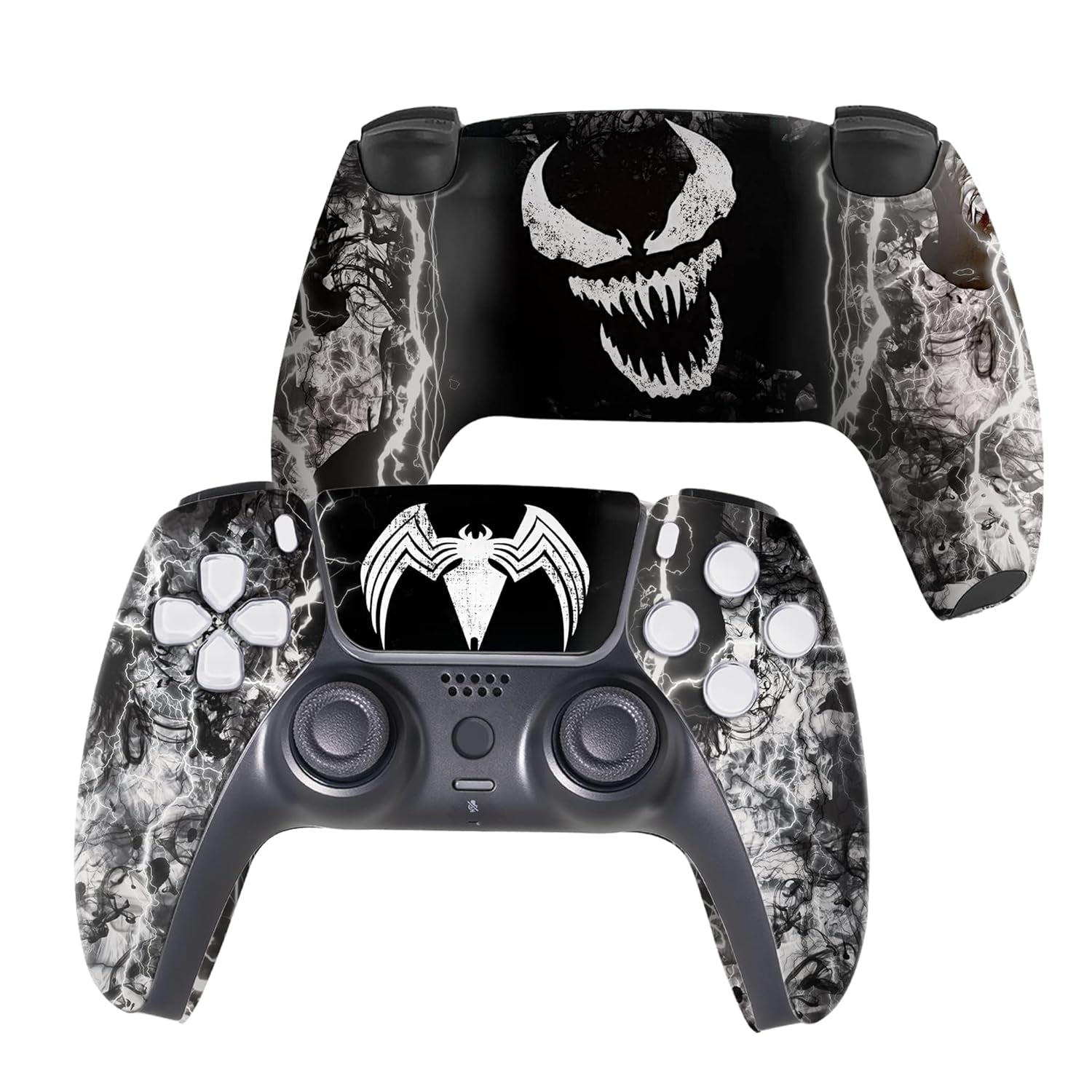 Vennom Custom PS-5 Controller Wireless Compatible with Play-Station 5 Console by BCB Controllers | Proudly Customized in USA with Permanent HYDRO-DIP Printing (NOT JUST a SKIN)