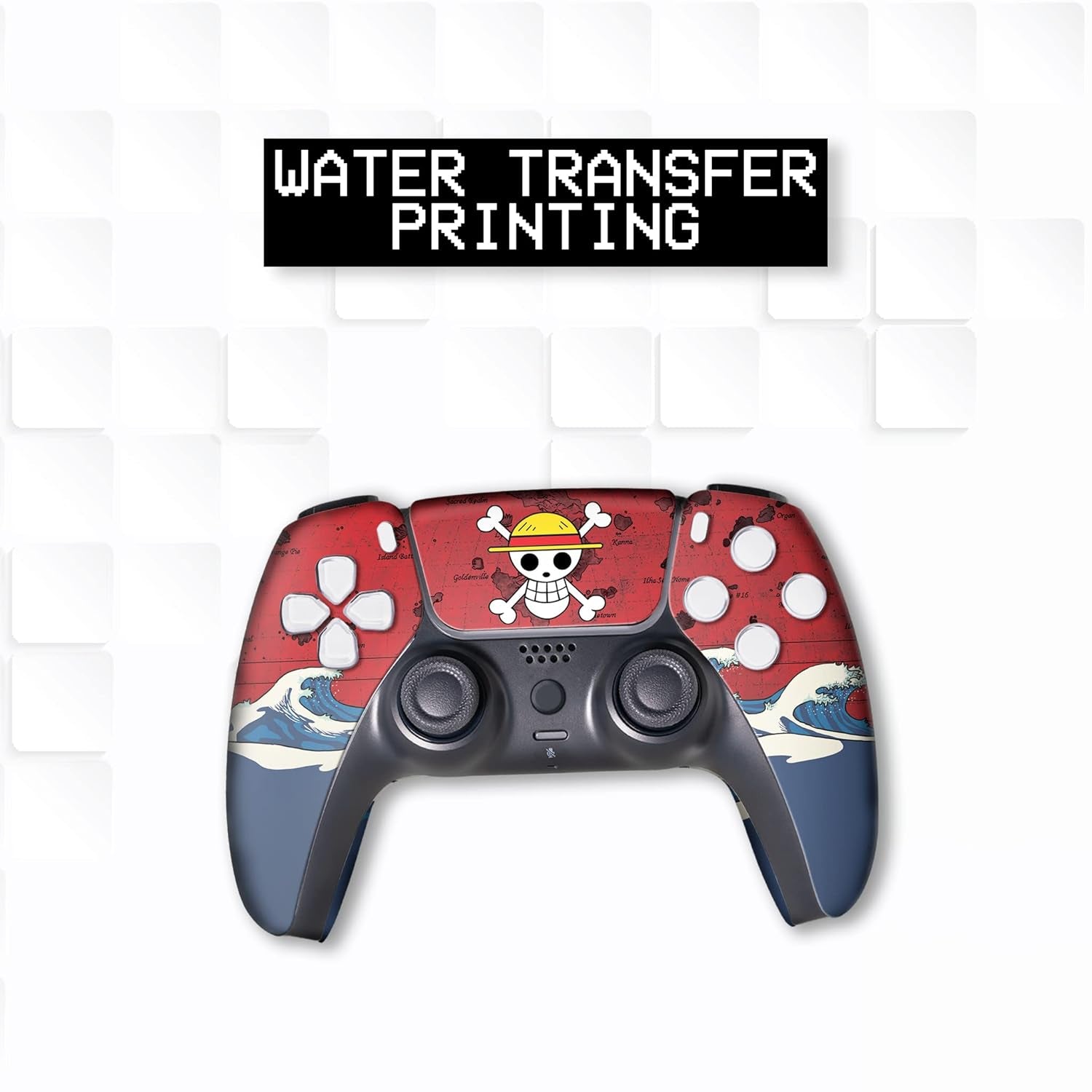 One Peice Custom PS-5 Controller Wireless Compatible with Play-Station 5 Console by BCB Controllers | Proudly Customized in USA with Permanent HYDRO-DIP Printing (NOT JUST a SKIN)
