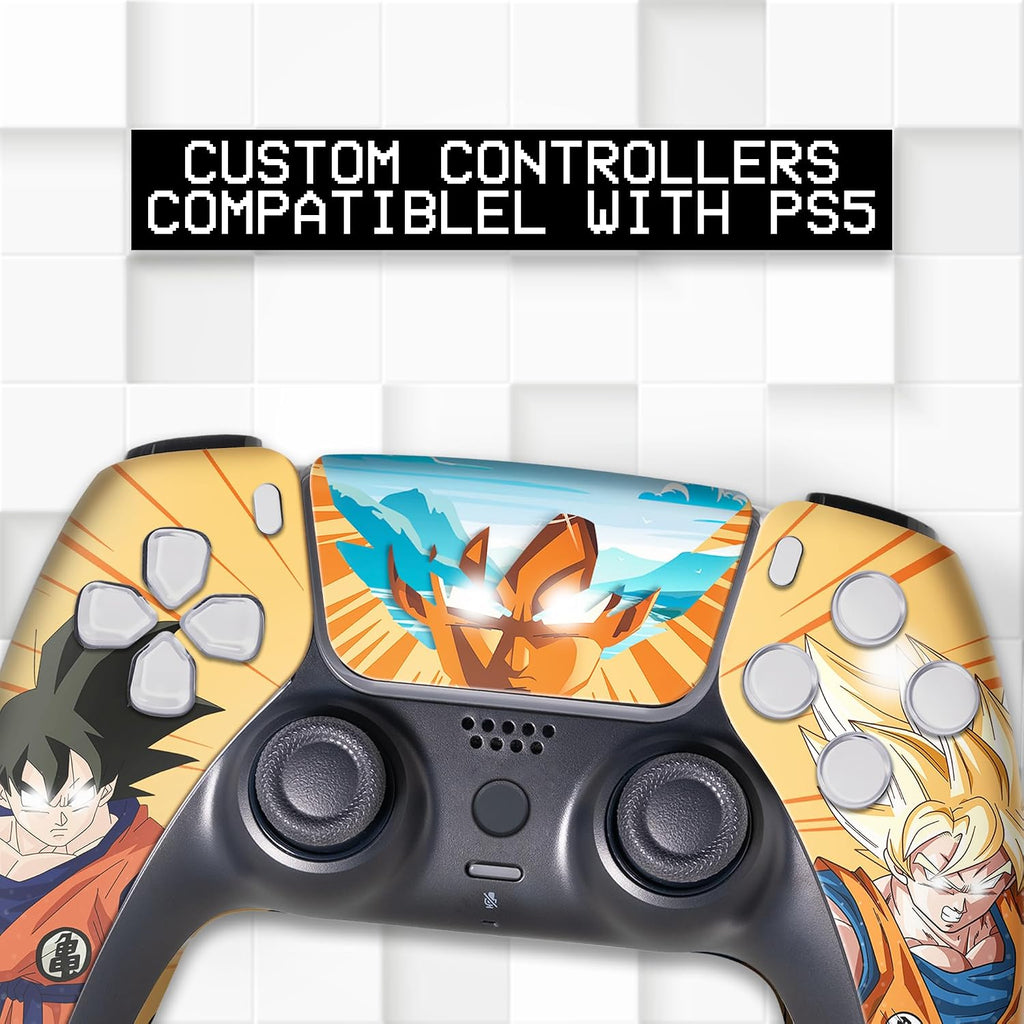 Overpowered Gokku Custom PS-5 Controller Wireless Compatible with Play-Station 5 Console by BCB Controllers | Proudly Customized in USA with Permanent HYDRO-DIP Printing (NOT JUST a SKIN)