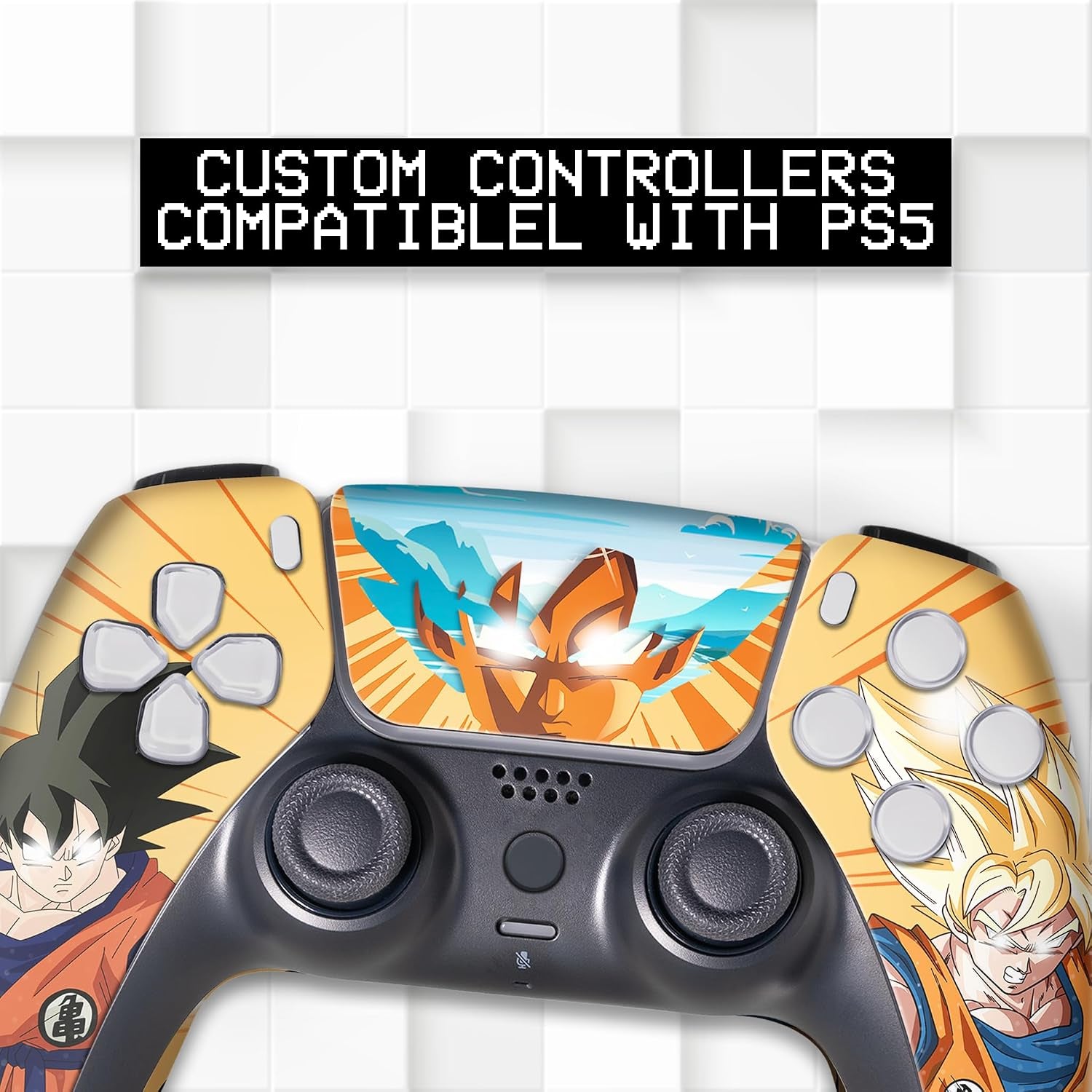 Overpowered Gokku Custom PS-5 Controller Wireless Compatible with Play-Station 5 Console by BCB Controllers | Proudly Customized in USA with Permanent HYDRO-DIP Printing (NOT JUST a SKIN)