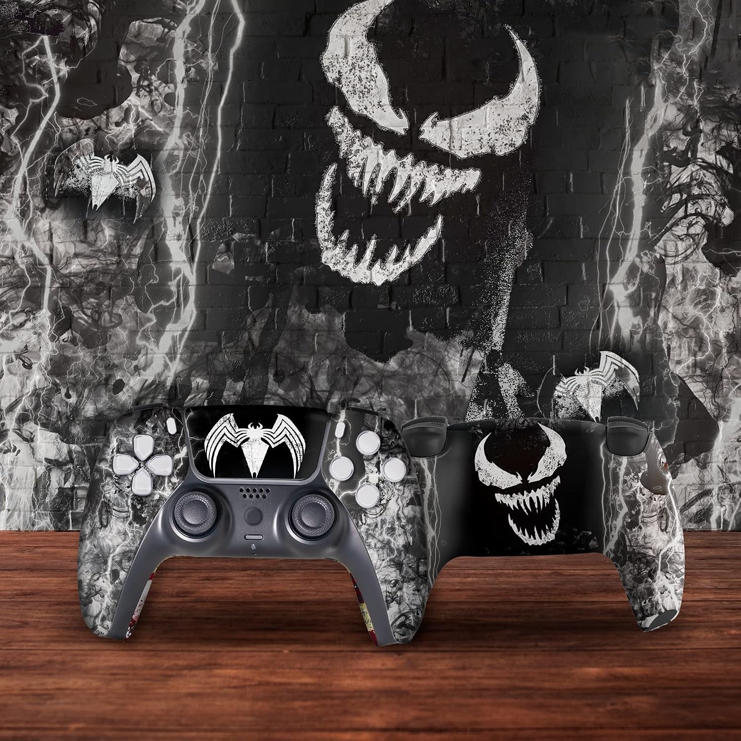 Vennom Custom PS-5 Controller Wireless Compatible with Play-Station 5 Console by BCB Controllers | Proudly Customized in USA with Permanent HYDRO-DIP Printing (NOT JUST a SKIN)